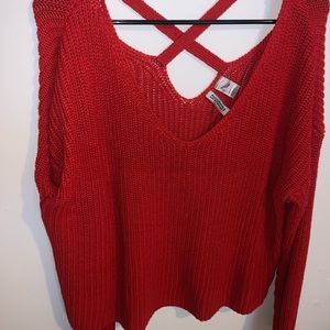 Red knit crop top